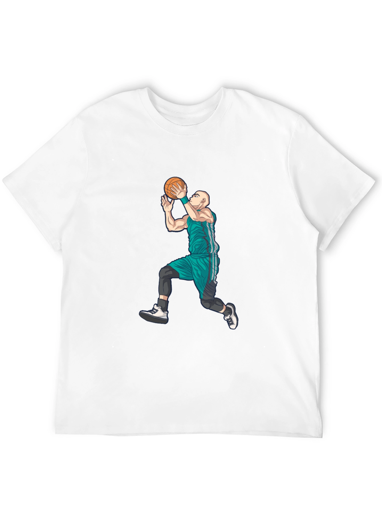 Basketball Player Graphic Tee - Black Cotton Blend
