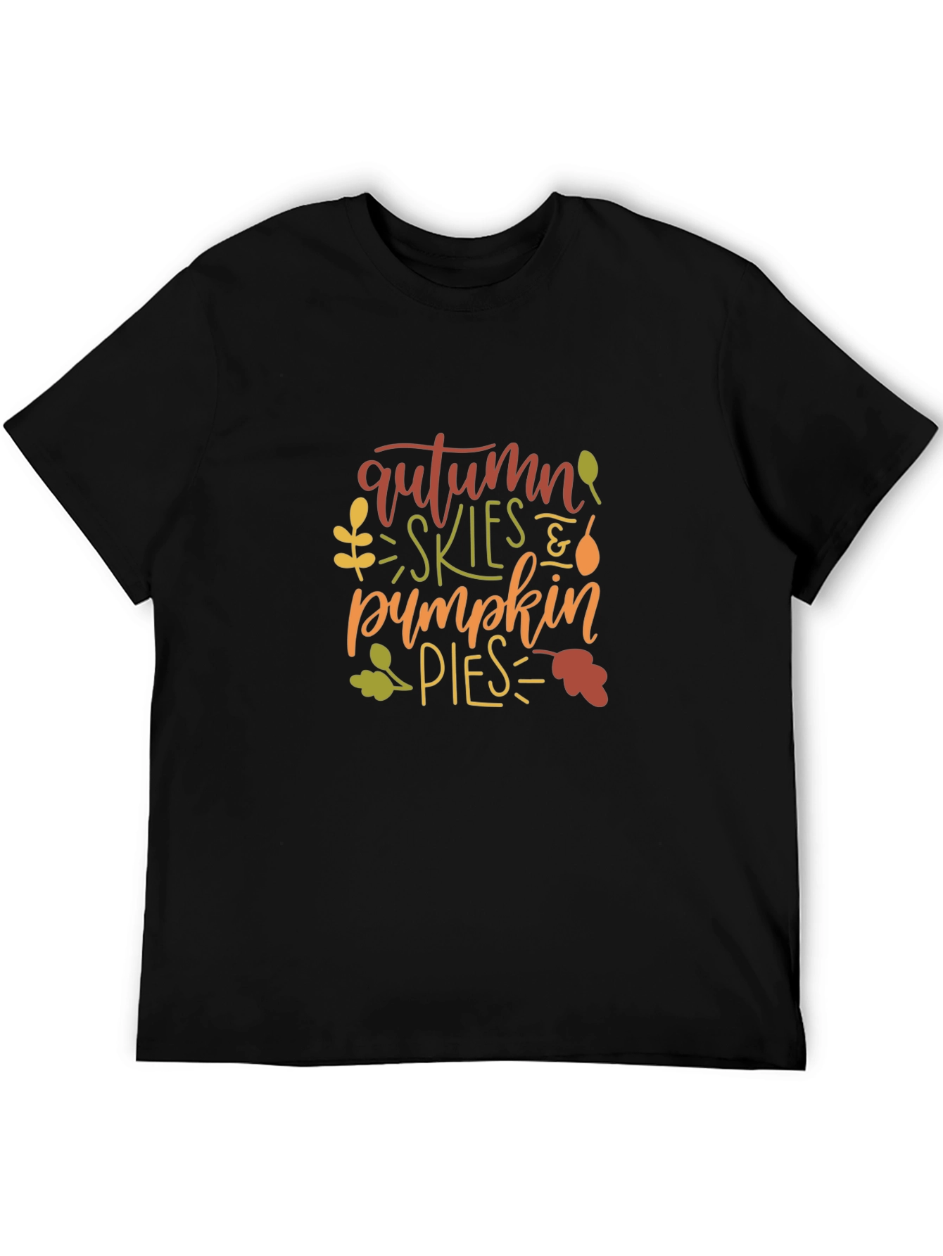 Autumn Skies & Pumpkin Pies Black T-Shirt
