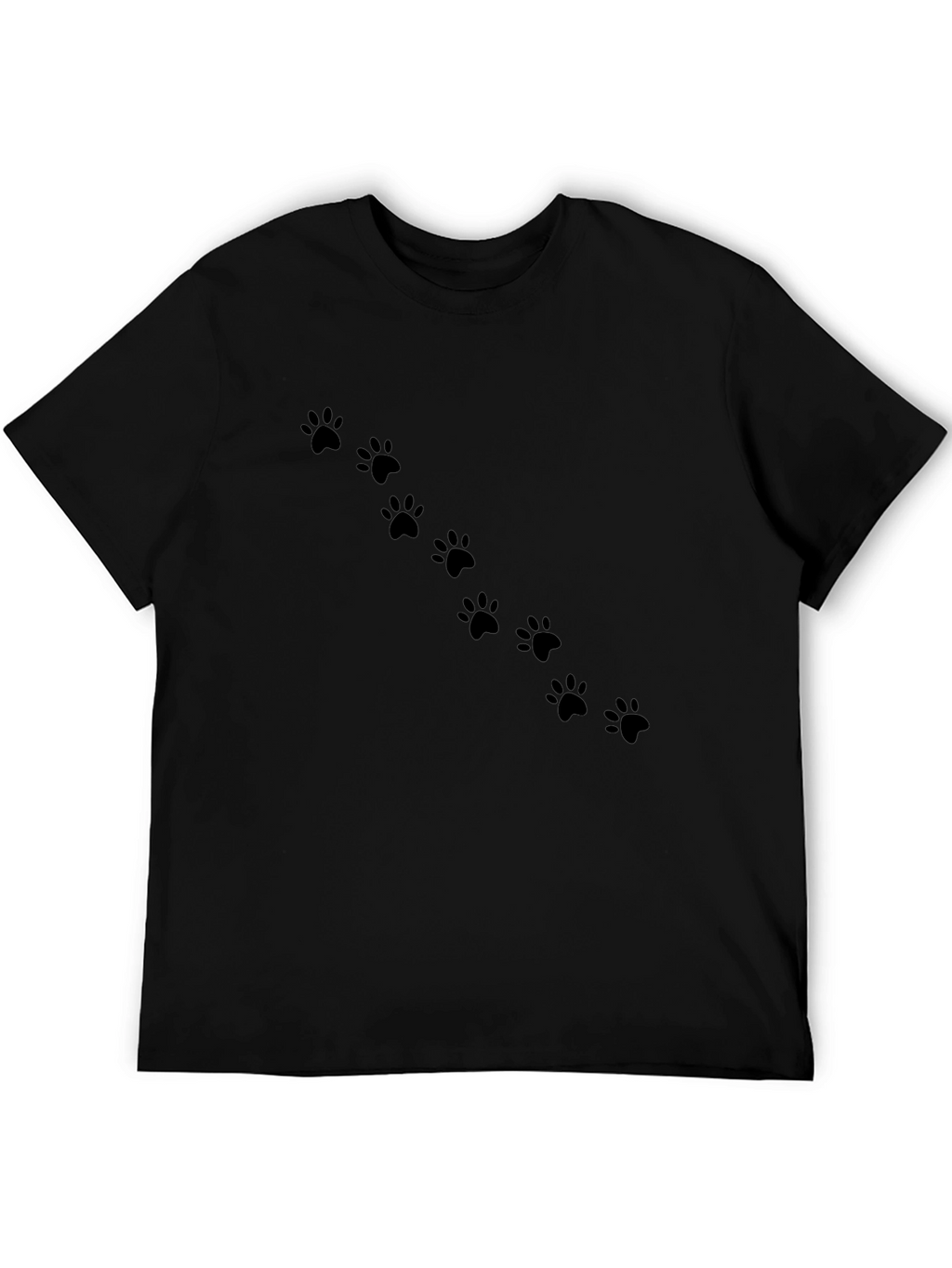 Paw Print Trail T-Shirt - Casual Black Tee