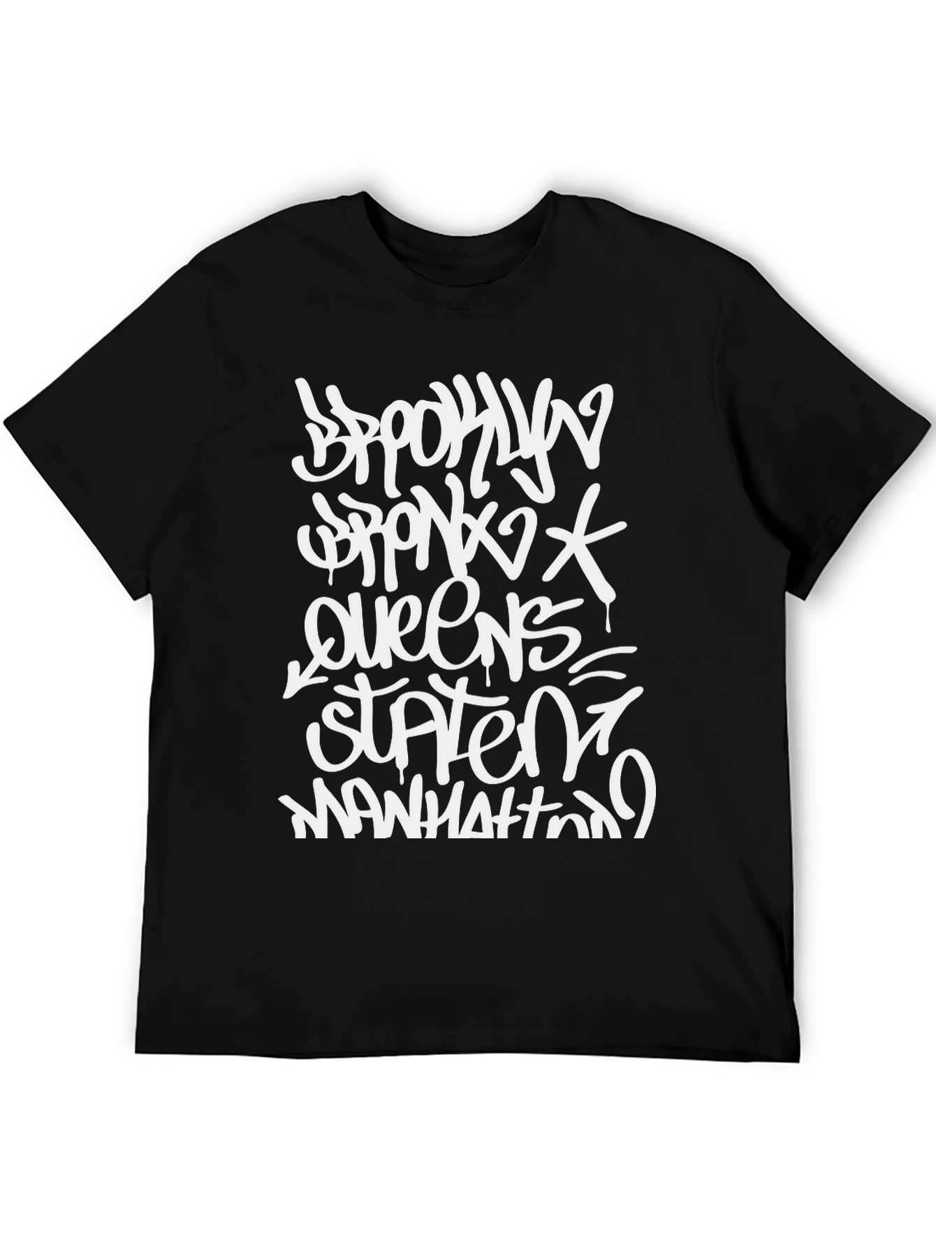 NYC Boroughs Graffiti Style Black T-Shirt