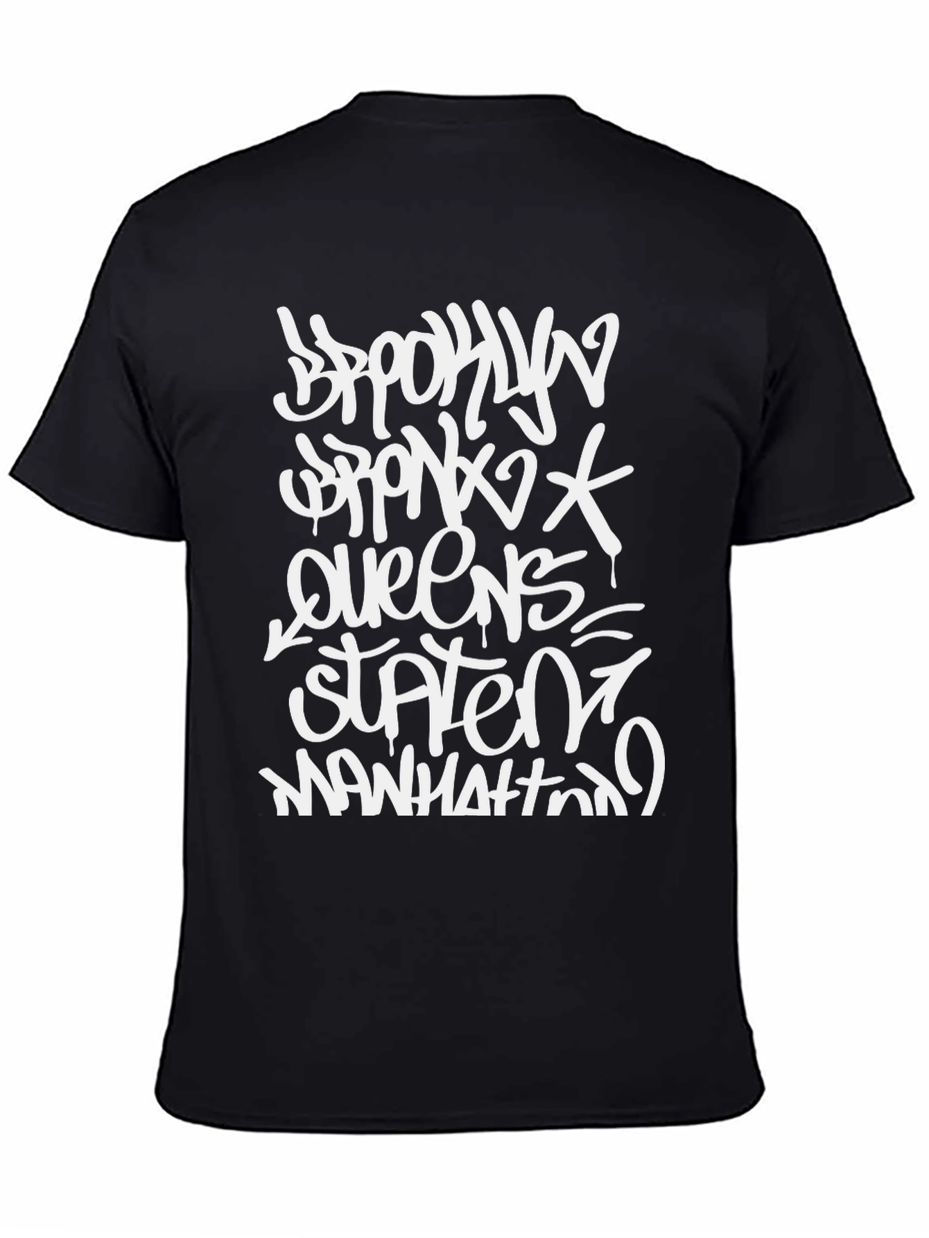 NYC Boroughs Graffiti Style Black T-Shirt
