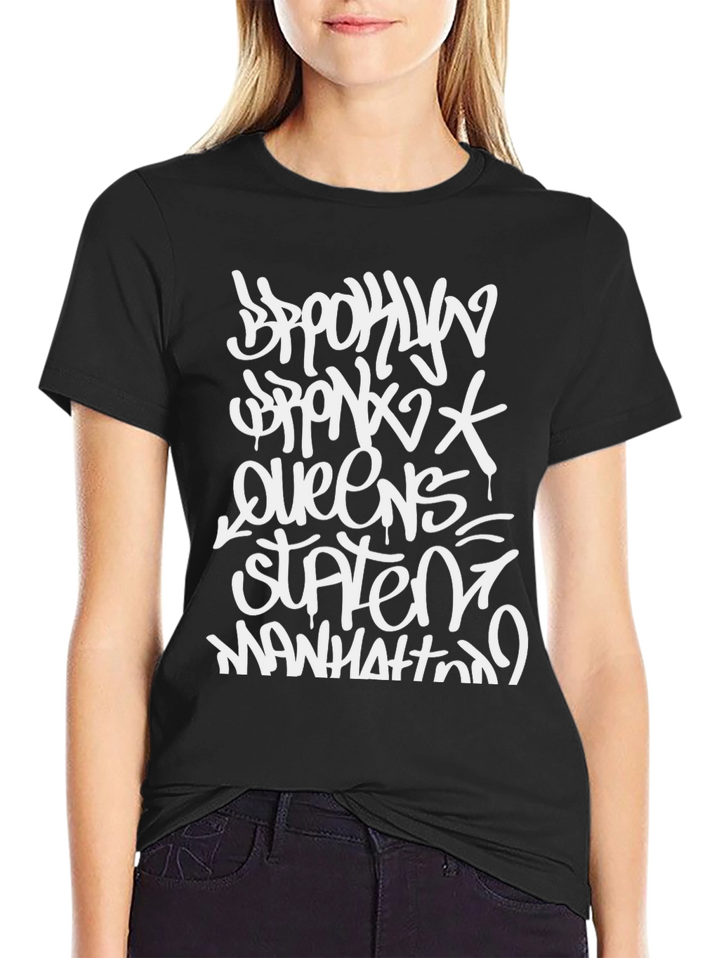 NYC Boroughs Graffiti Style Black T-Shirt