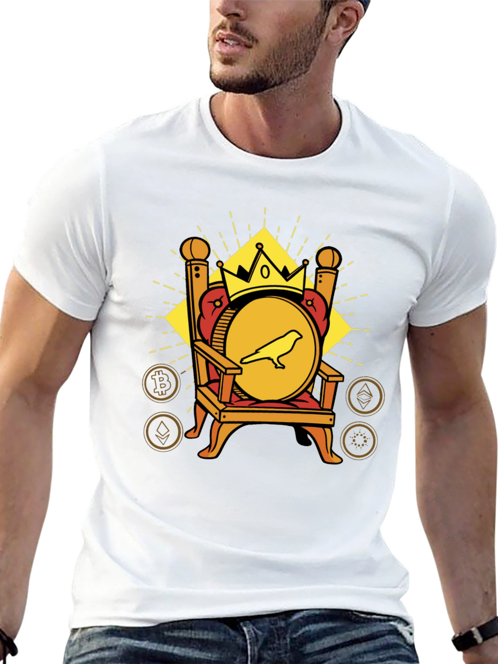 Crypto King T-Shirt - Crow on Throne