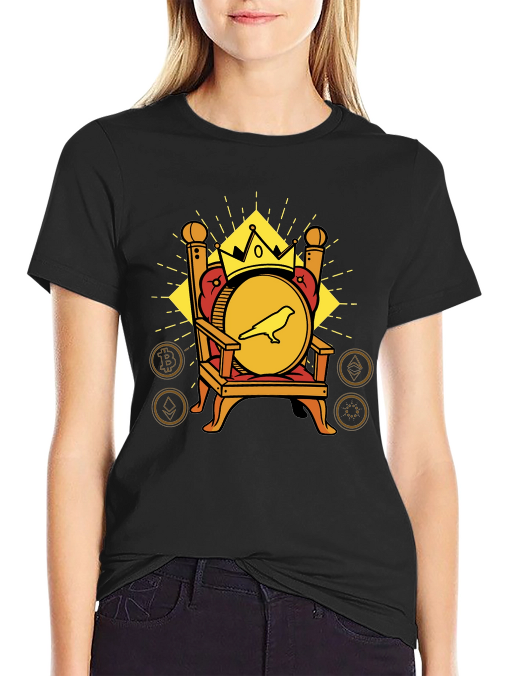 Crypto King T-Shirt - Crow on Throne