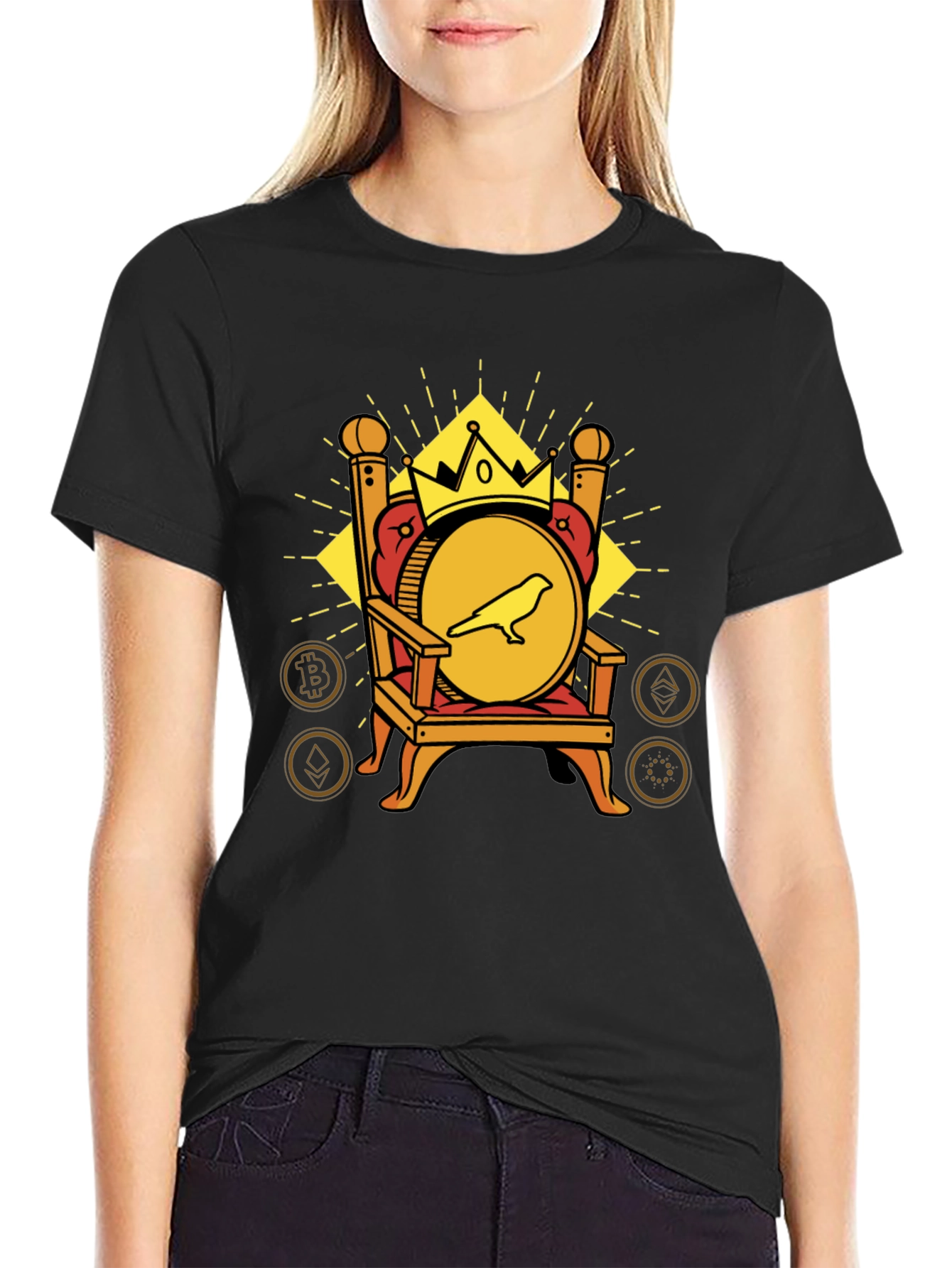 Crypto King T-Shirt - Crow on Throne