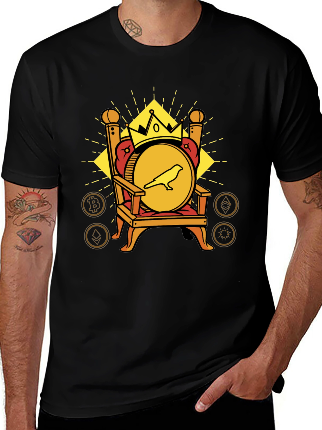 Crypto King T-Shirt - Crow on Throne