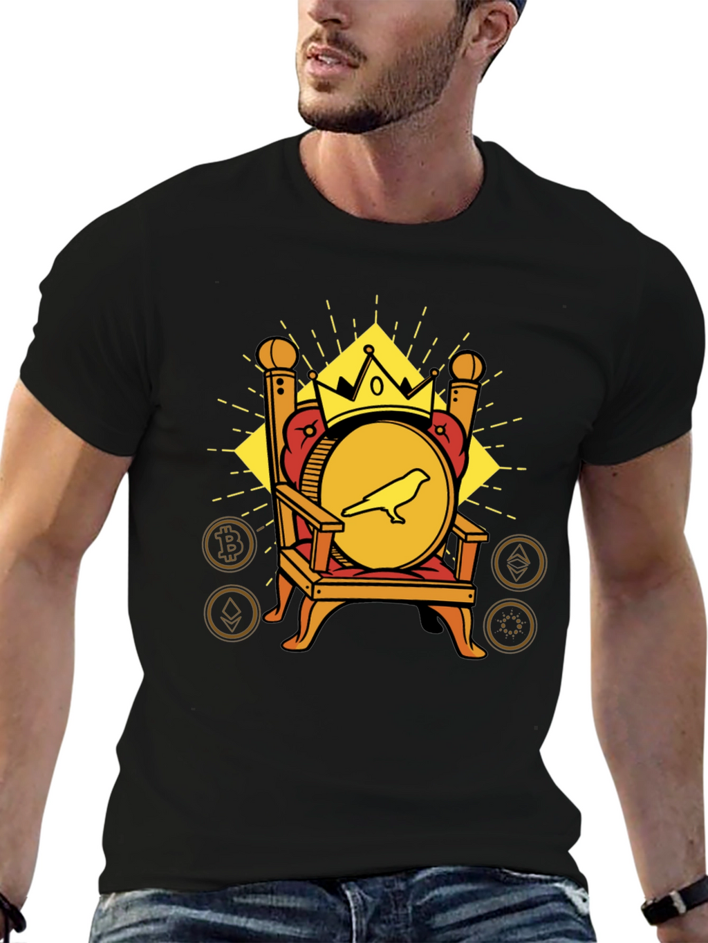Crypto King T-Shirt - Crow on Throne