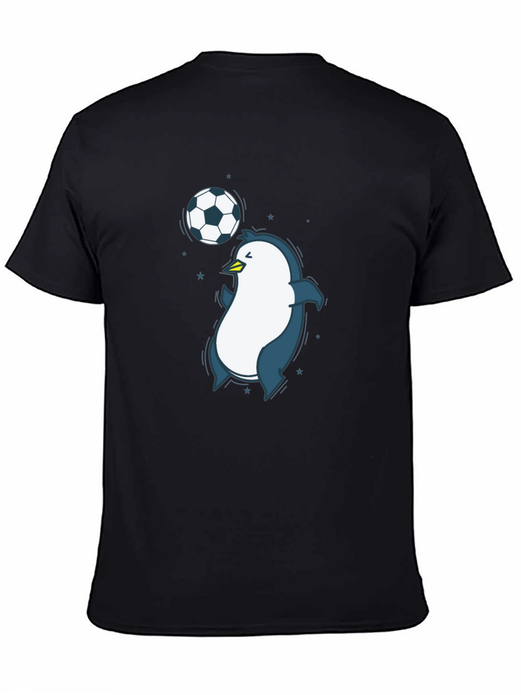 Penguin Soccer Graphic Tee - Black Crew Neck T-Shirt