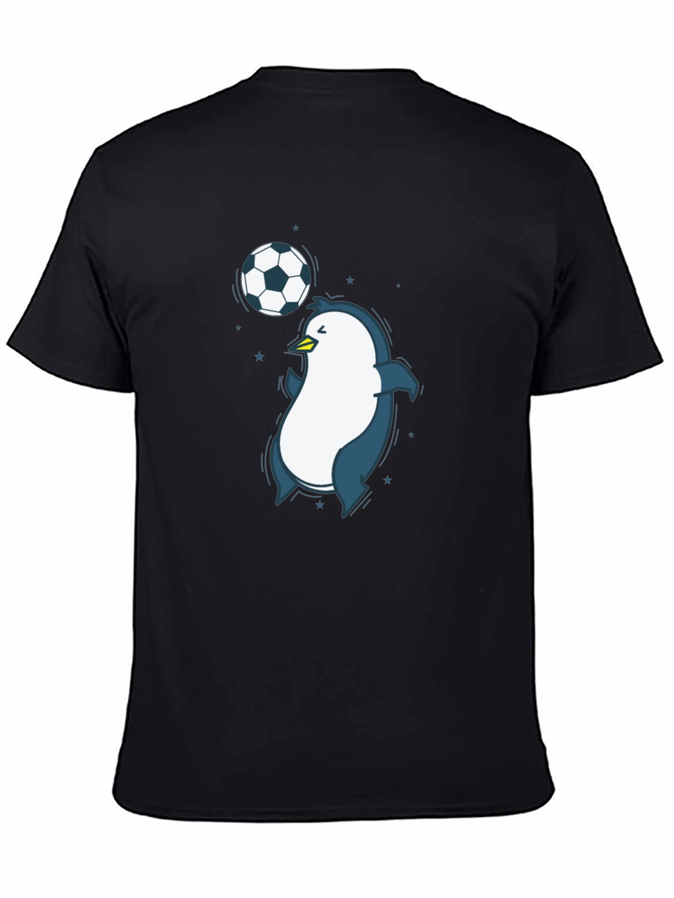 Penguin Soccer Graphic Tee - Black Crew Neck T-Shirt