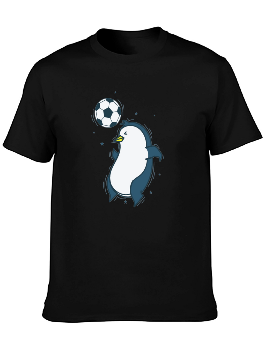 Penguin Soccer Graphic Tee - Black Crew Neck T-Shirt