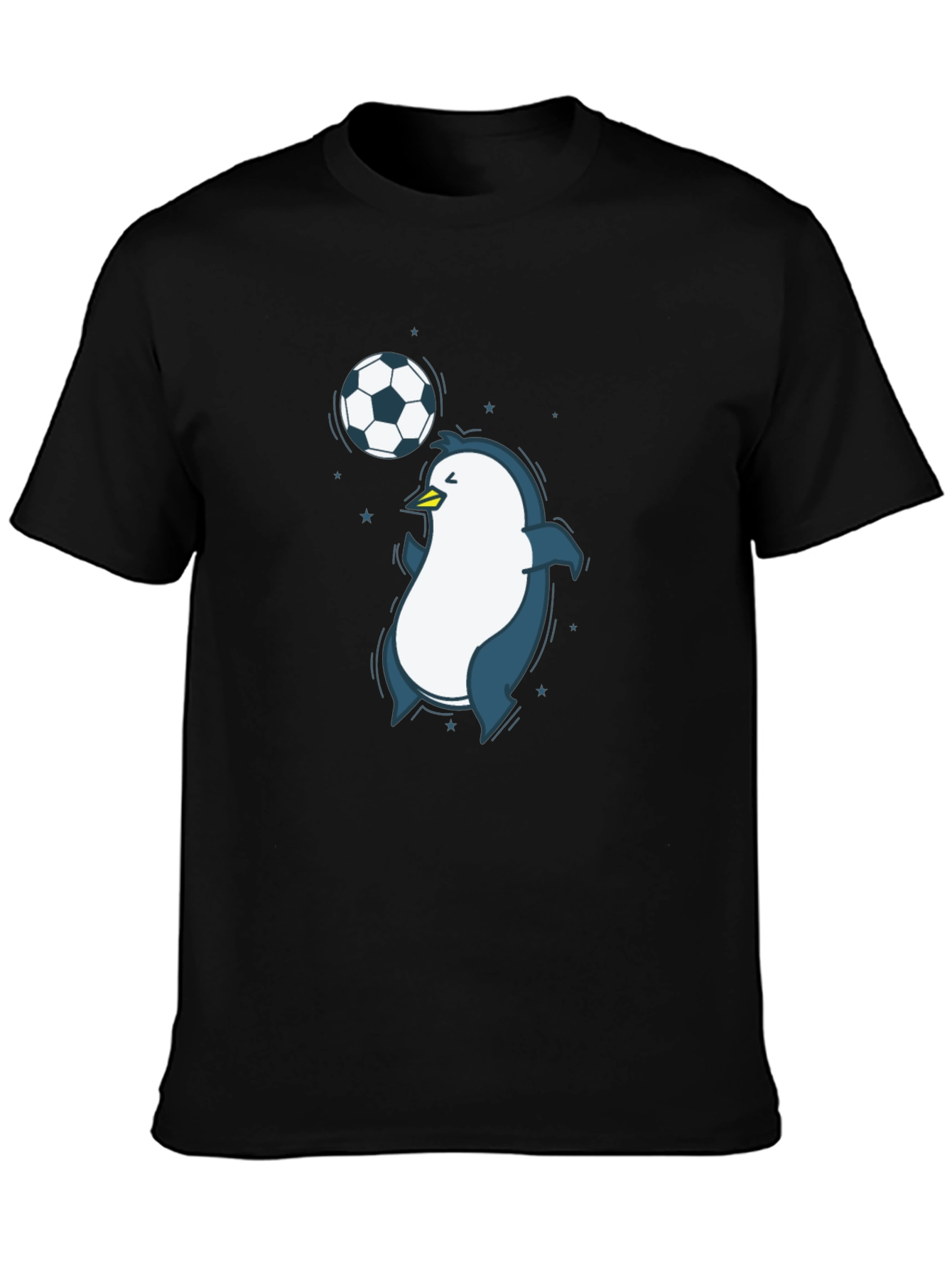 Penguin Soccer Graphic Tee - Black Crew Neck T-Shirt