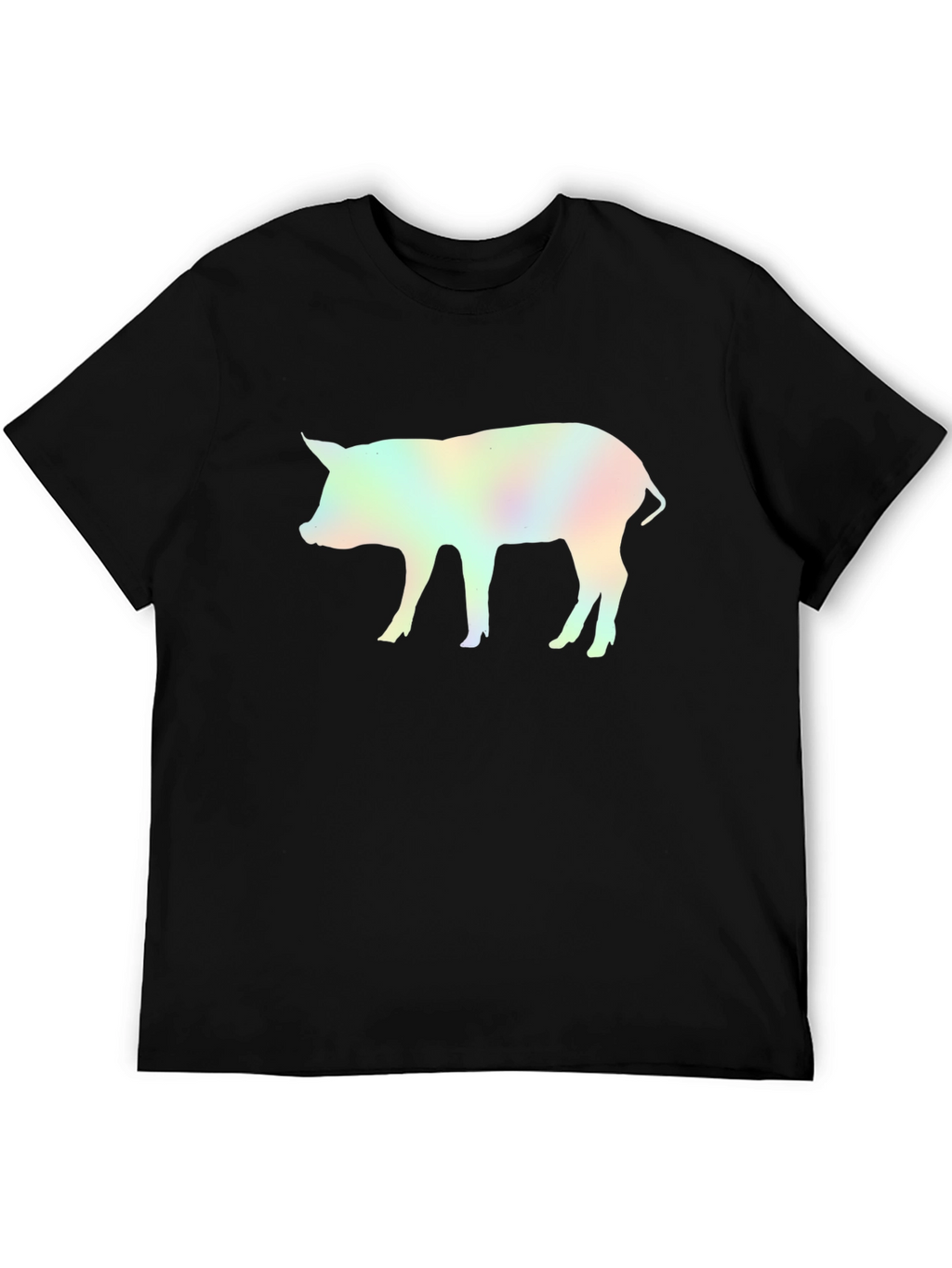 Holographic Pig Graphic Black T-Shirt