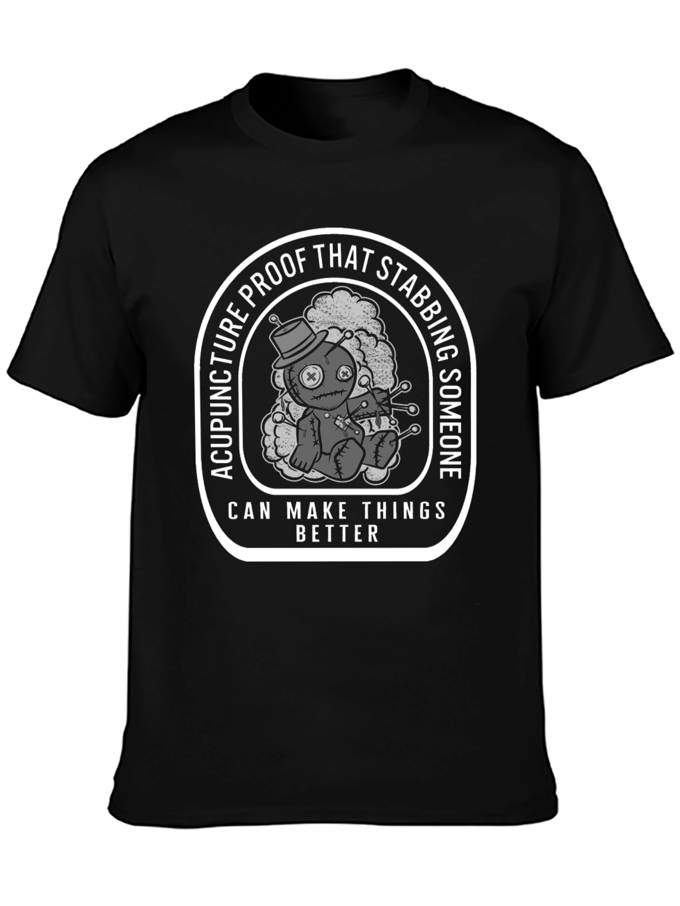 Acupuncture Proof Stabbing Voodoo Doll Graphic Tee