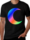 Crescent Moon Graphic Tee - Black Cotton T-Shirt