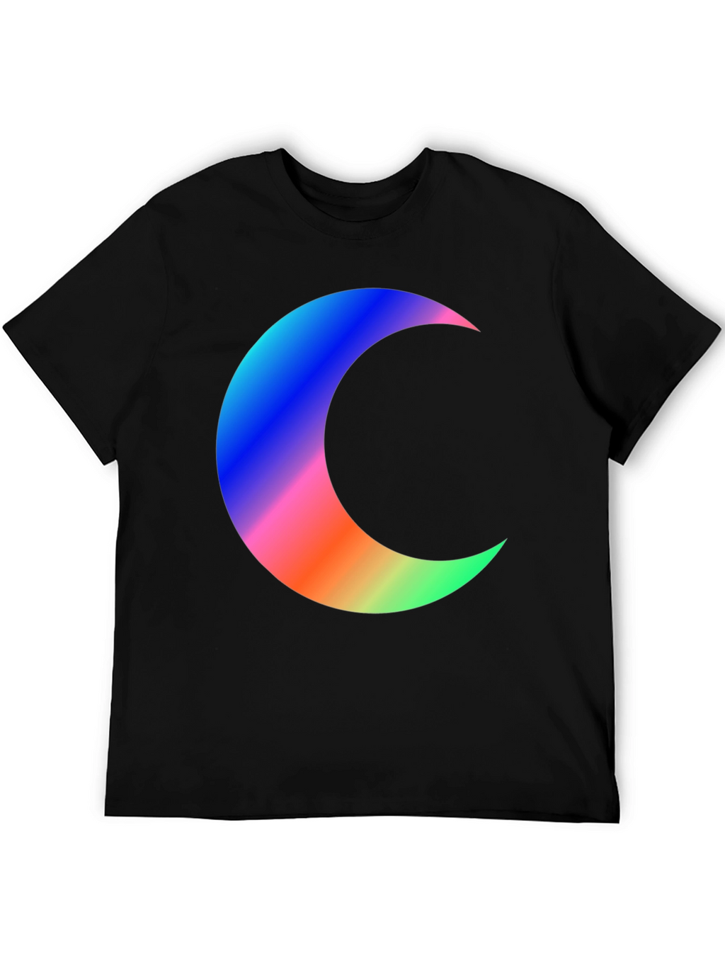 Crescent Moon Graphic Tee - Black Cotton T-Shirt