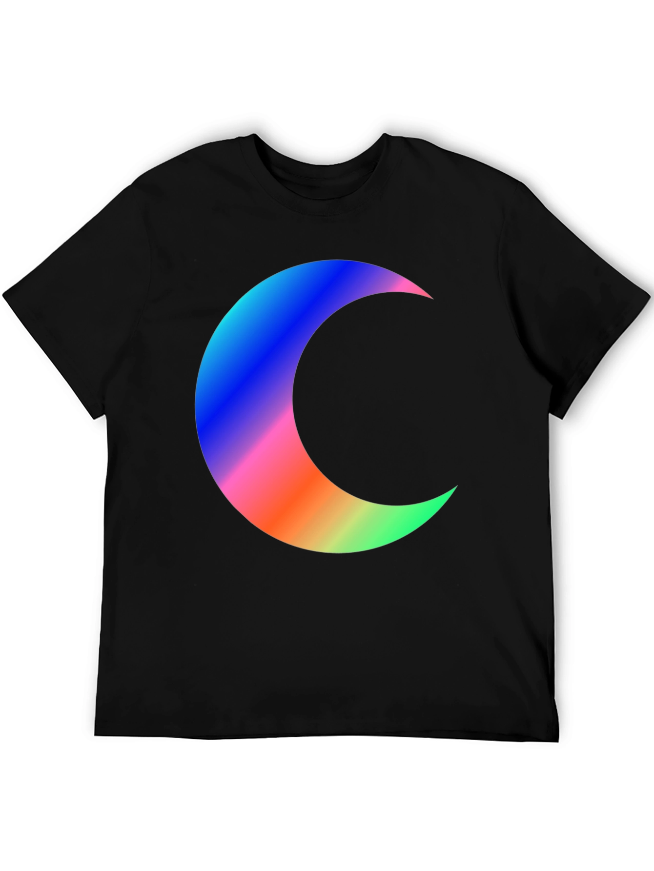 Crescent Moon Graphic Tee - Black Cotton T-Shirt