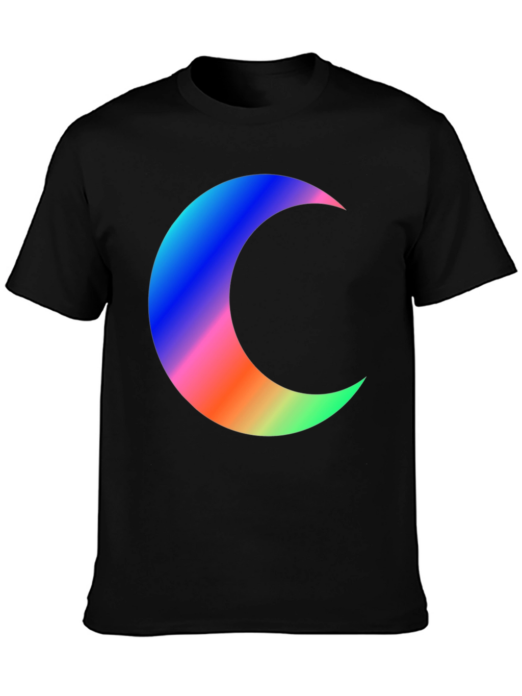 Crescent Moon Graphic Tee - Black Cotton T-Shirt