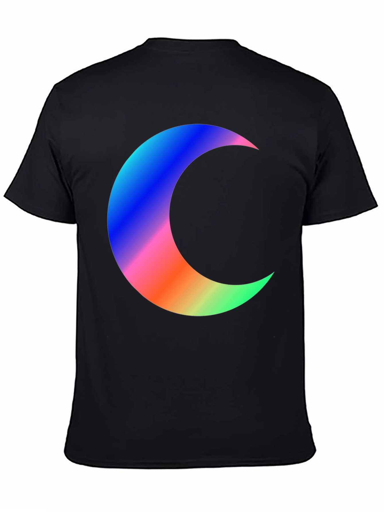 Crescent Moon Graphic Tee - Black Cotton T-Shirt