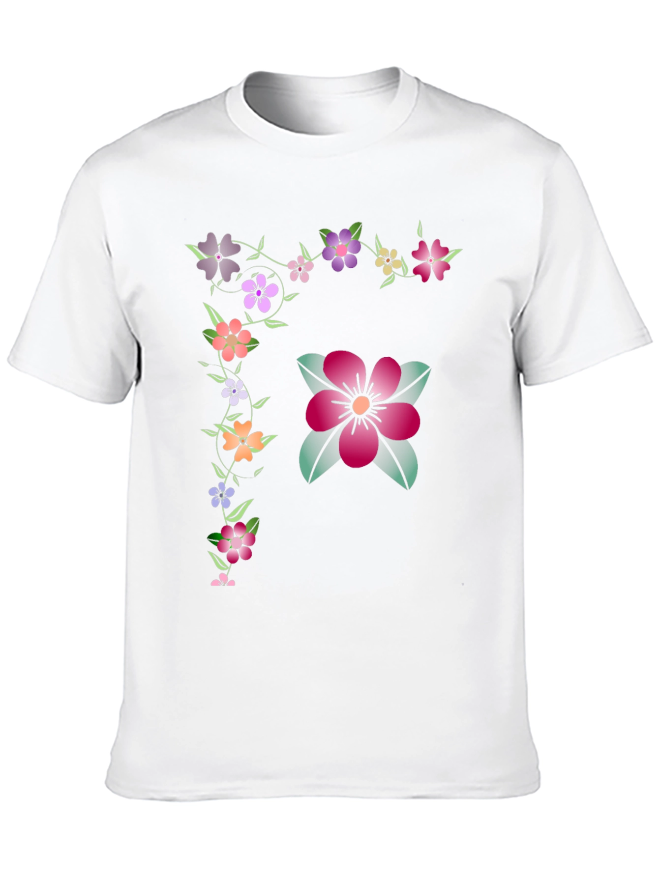 Floral Graphic Tee - Stylish Mens Black T-Shirt