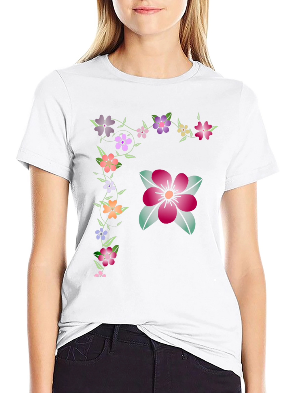Floral Graphic Tee - Stylish Mens Black T-Shirt