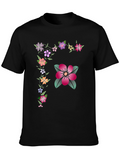 Floral Graphic Tee - Stylish Mens Black T-Shirt