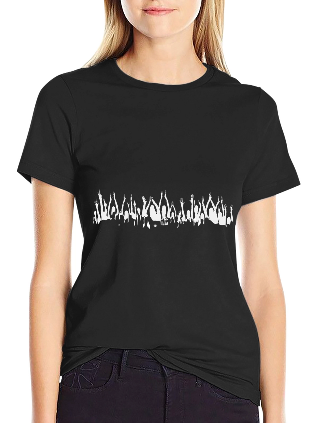 Concert Crowd Graphic Tee - Black Cotton T-Shirt