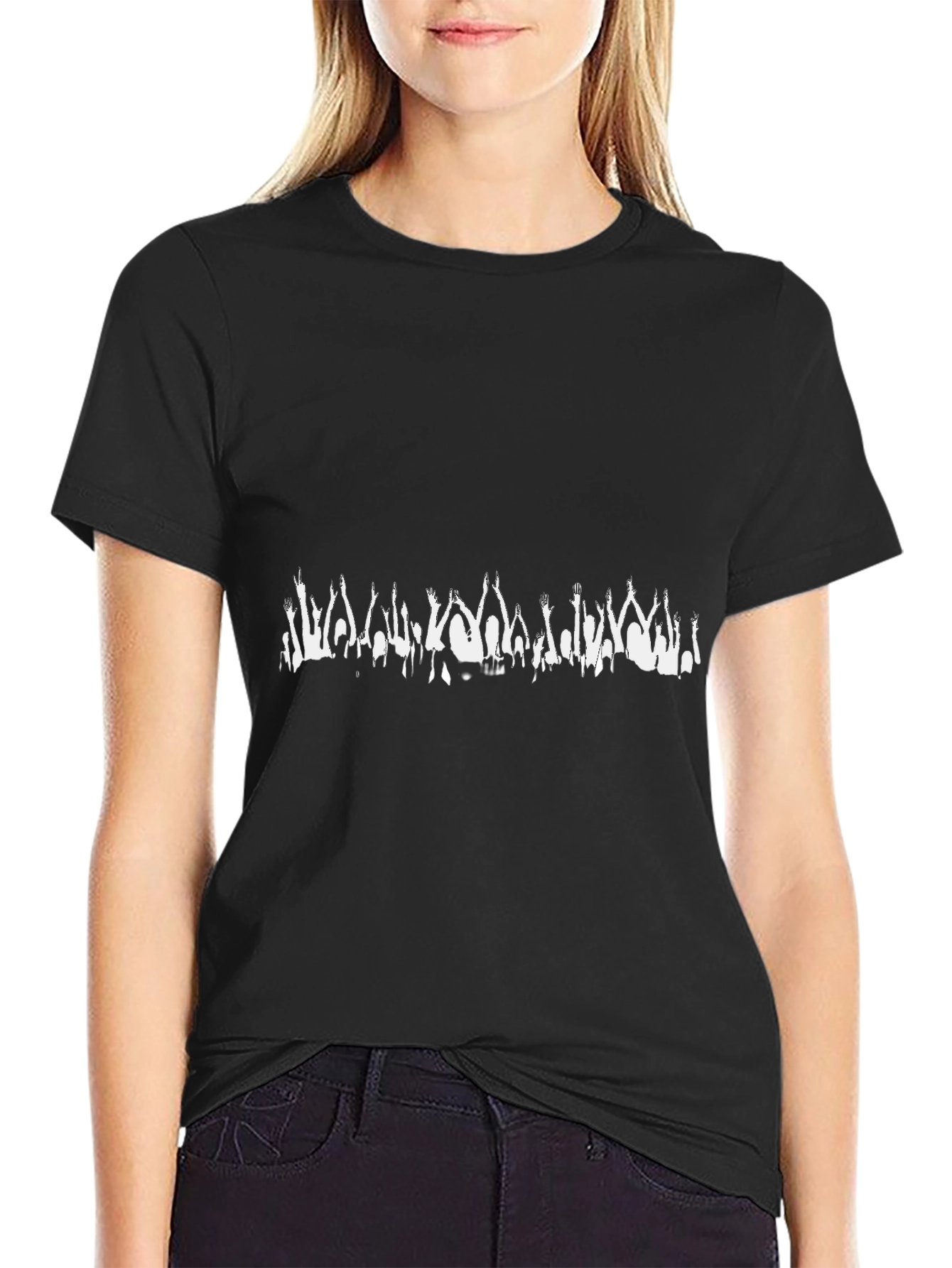 Concert Crowd Graphic Tee - Black Cotton T-Shirt