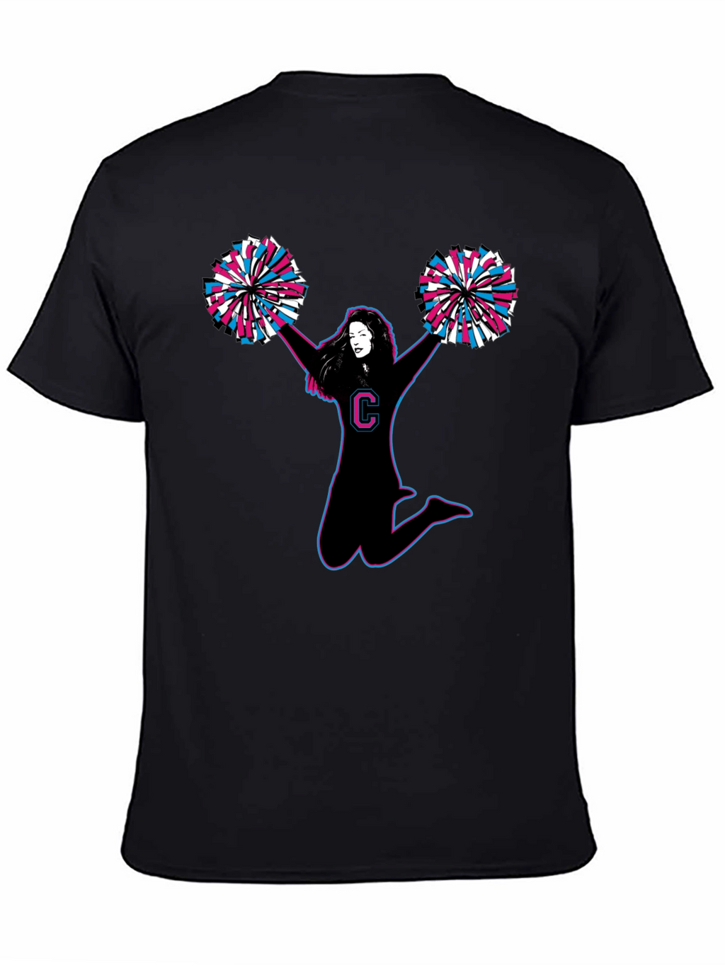 Cheerleader Graphic Tee - Black Cotton T-Shirt