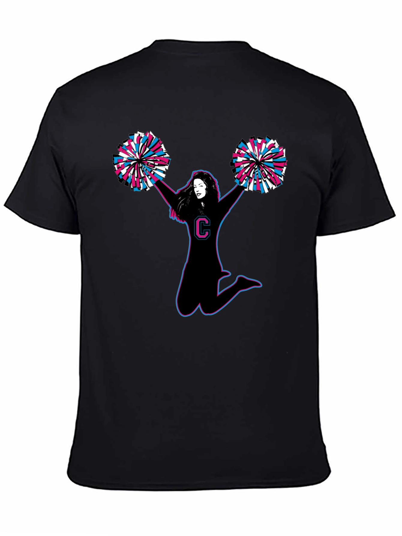 Cheerleader Graphic Tee - Black Cotton T-Shirt