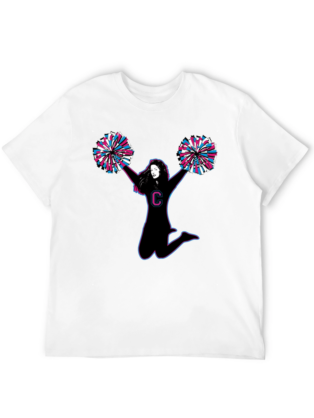 Cheerleader Graphic Tee - Black Cotton T-Shirt