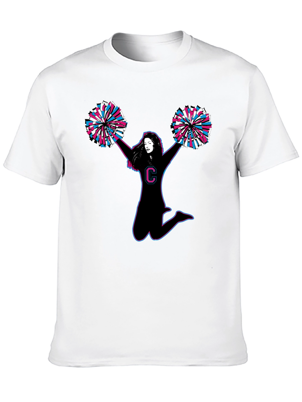Cheerleader Graphic Tee - Black Cotton T-Shirt