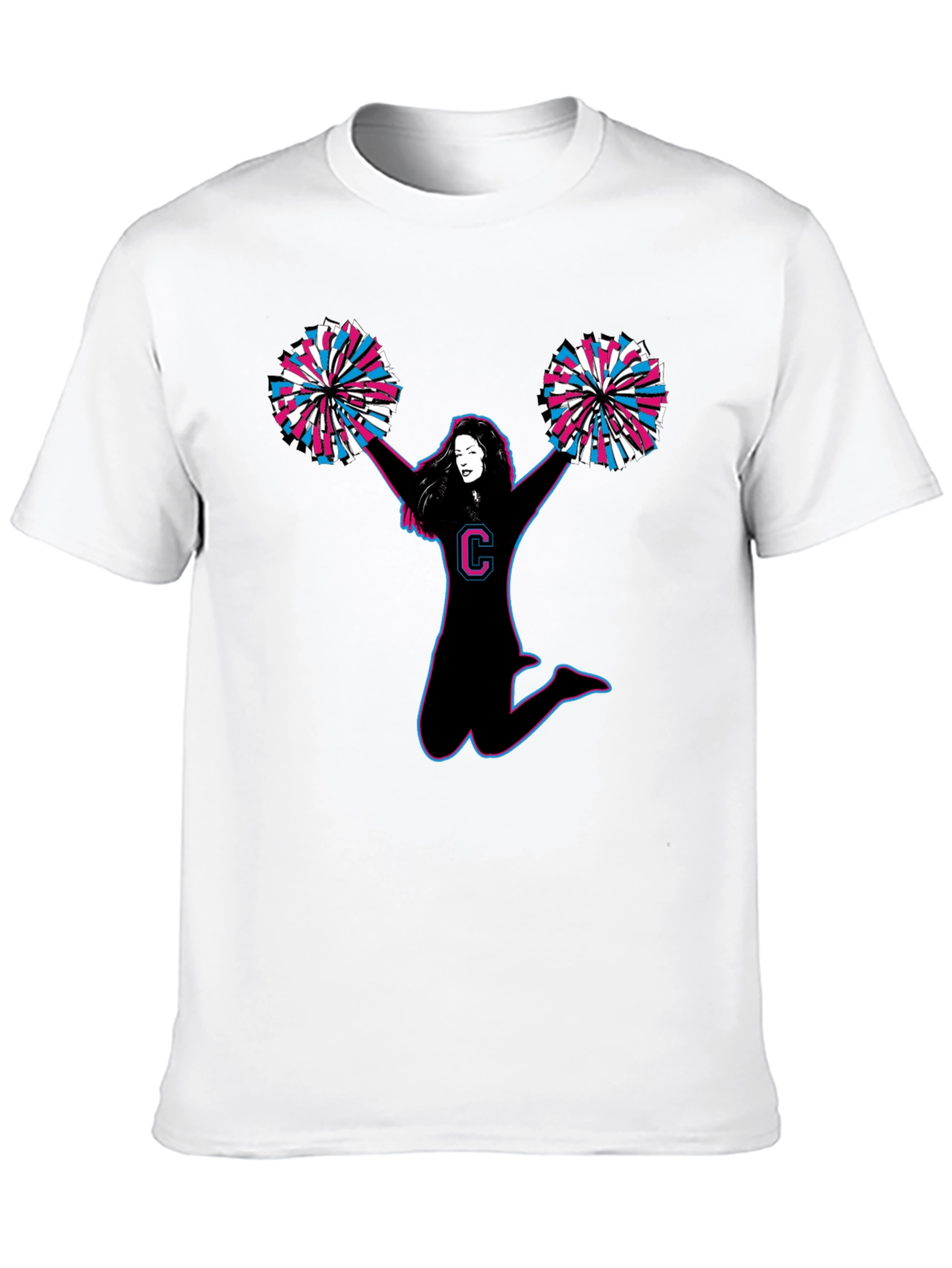 Cheerleader Graphic Tee - Black Cotton T-Shirt