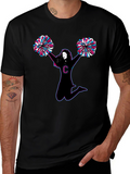 Cheerleader Graphic Tee - Black Cotton T-Shirt
