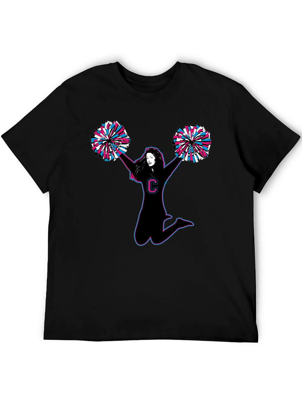 Cheerleader Graphic Tee - Black Cotton T-Shirt