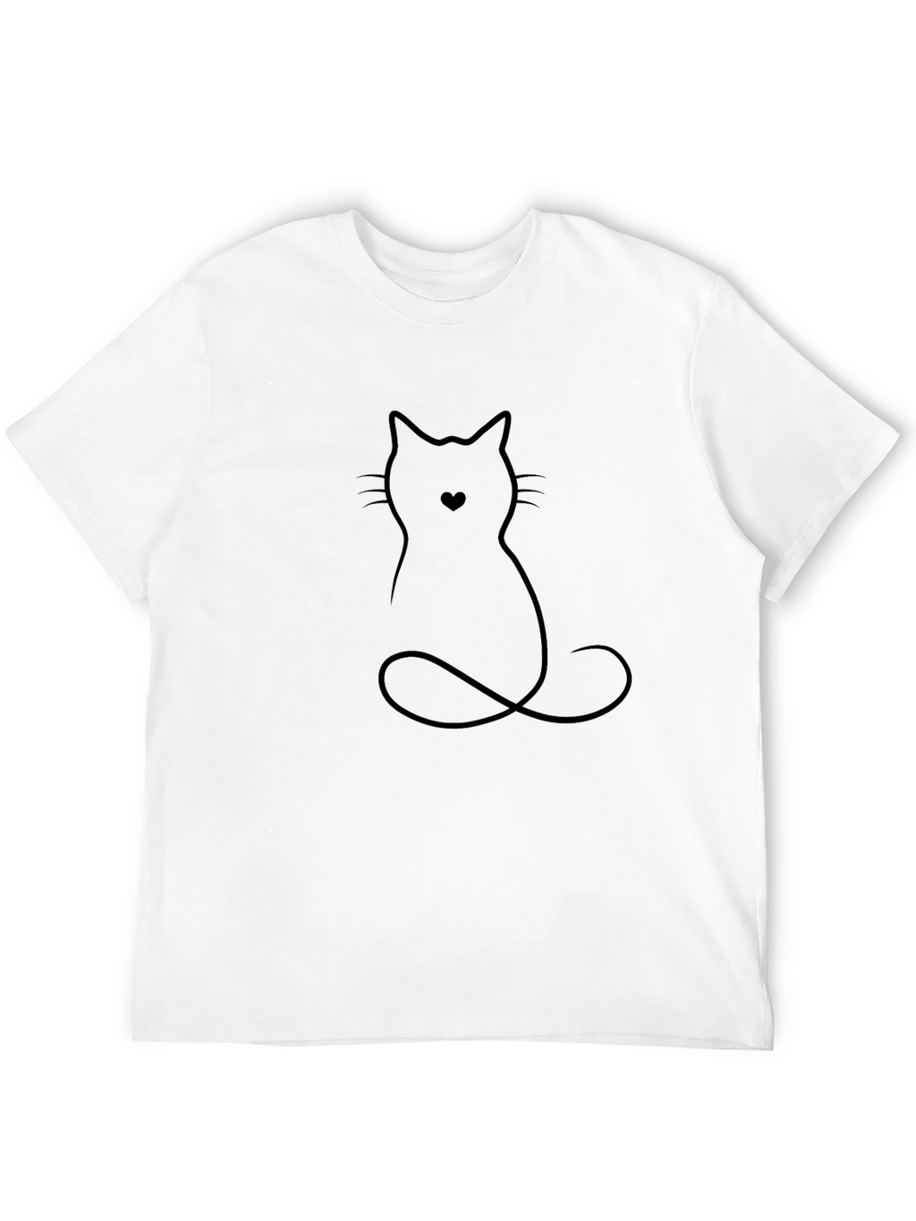 Minimalist Cat Heart T-Shirt - Black