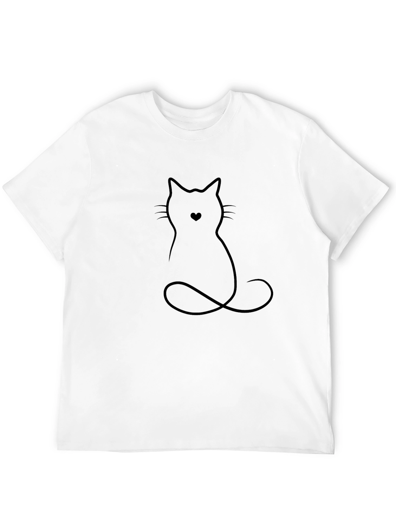 Minimalist Cat Heart T-Shirt - Black