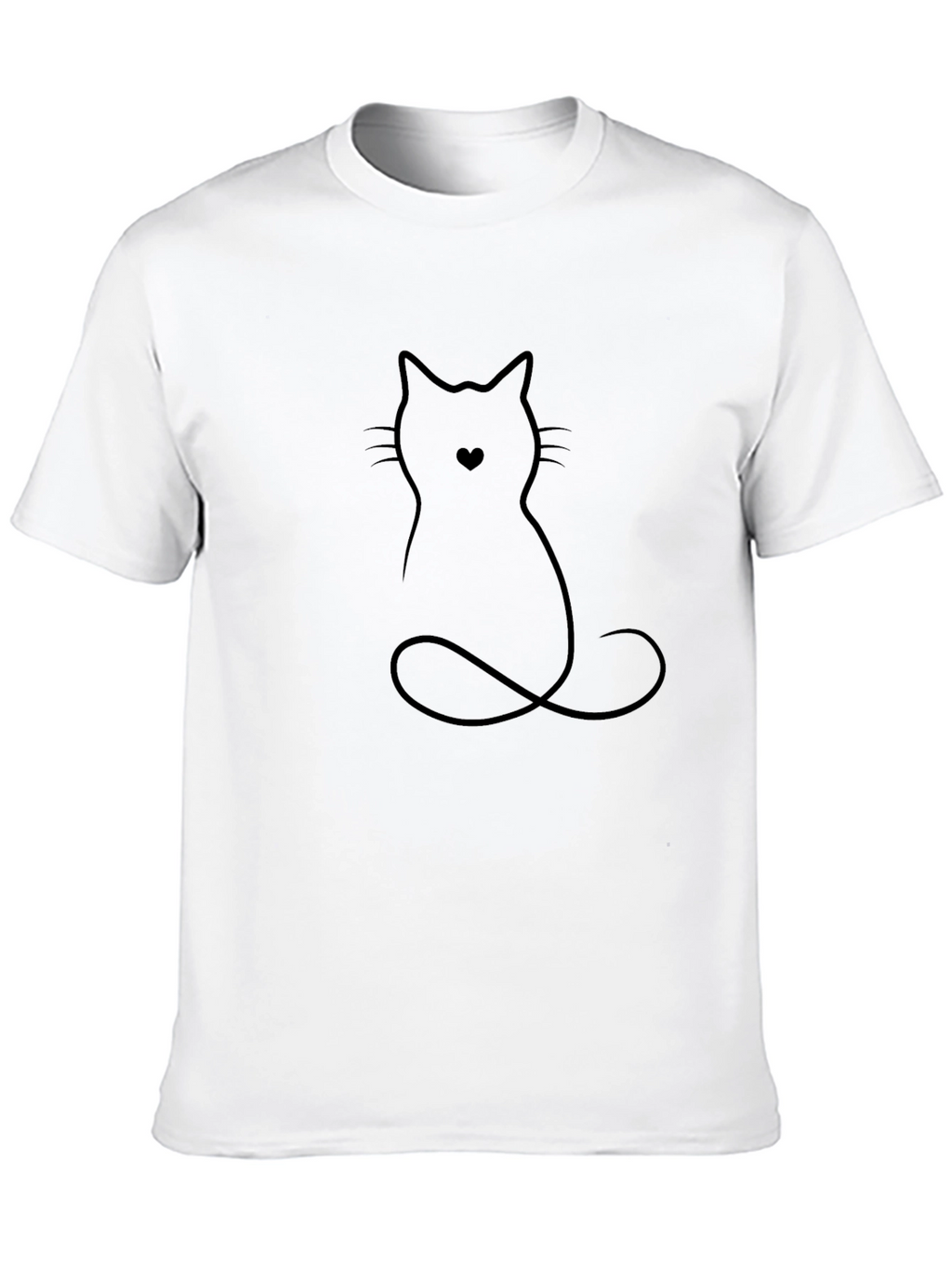 Minimalist Cat Heart T-Shirt - Black