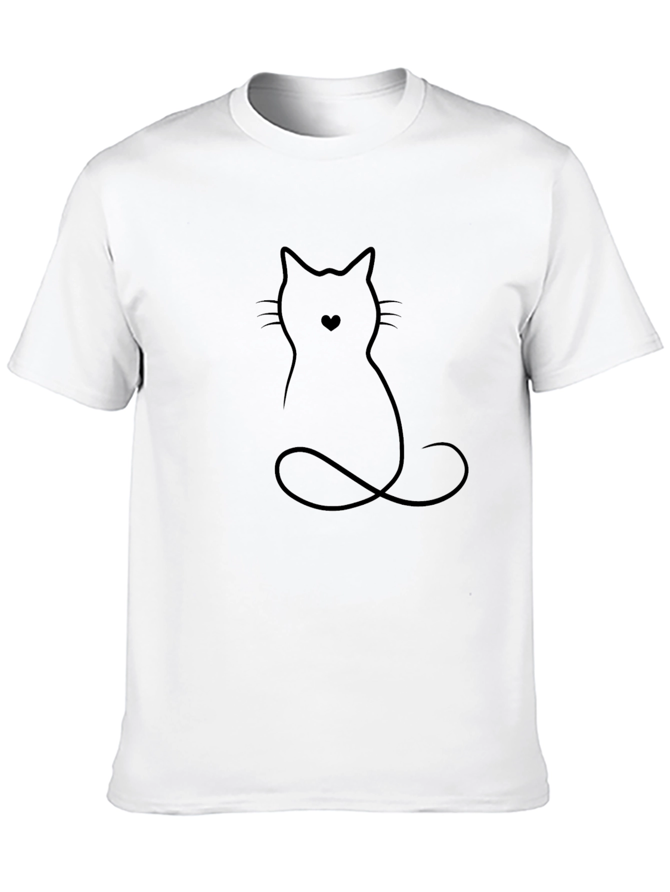 Minimalist Cat Heart T-Shirt - Black