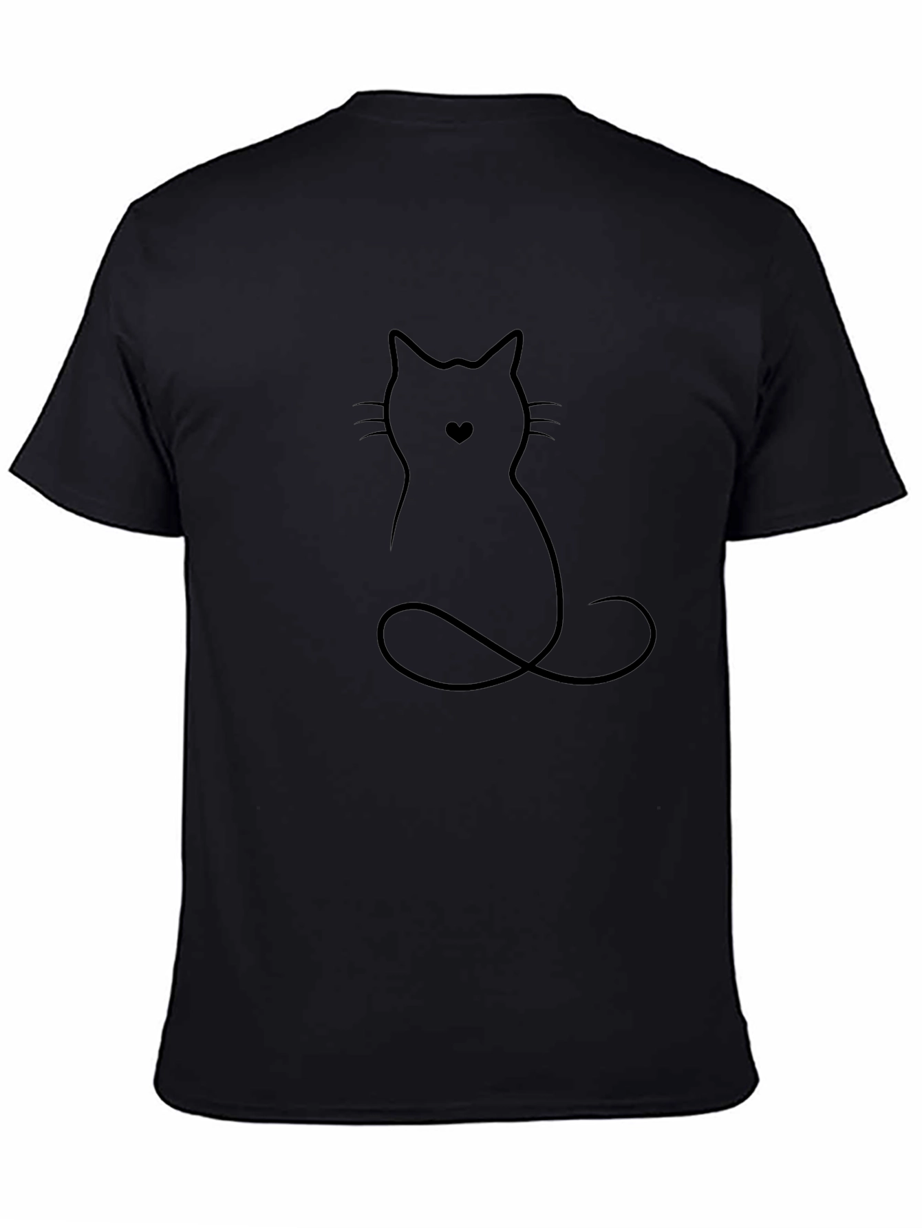 Minimalist Cat Heart T-Shirt - Black