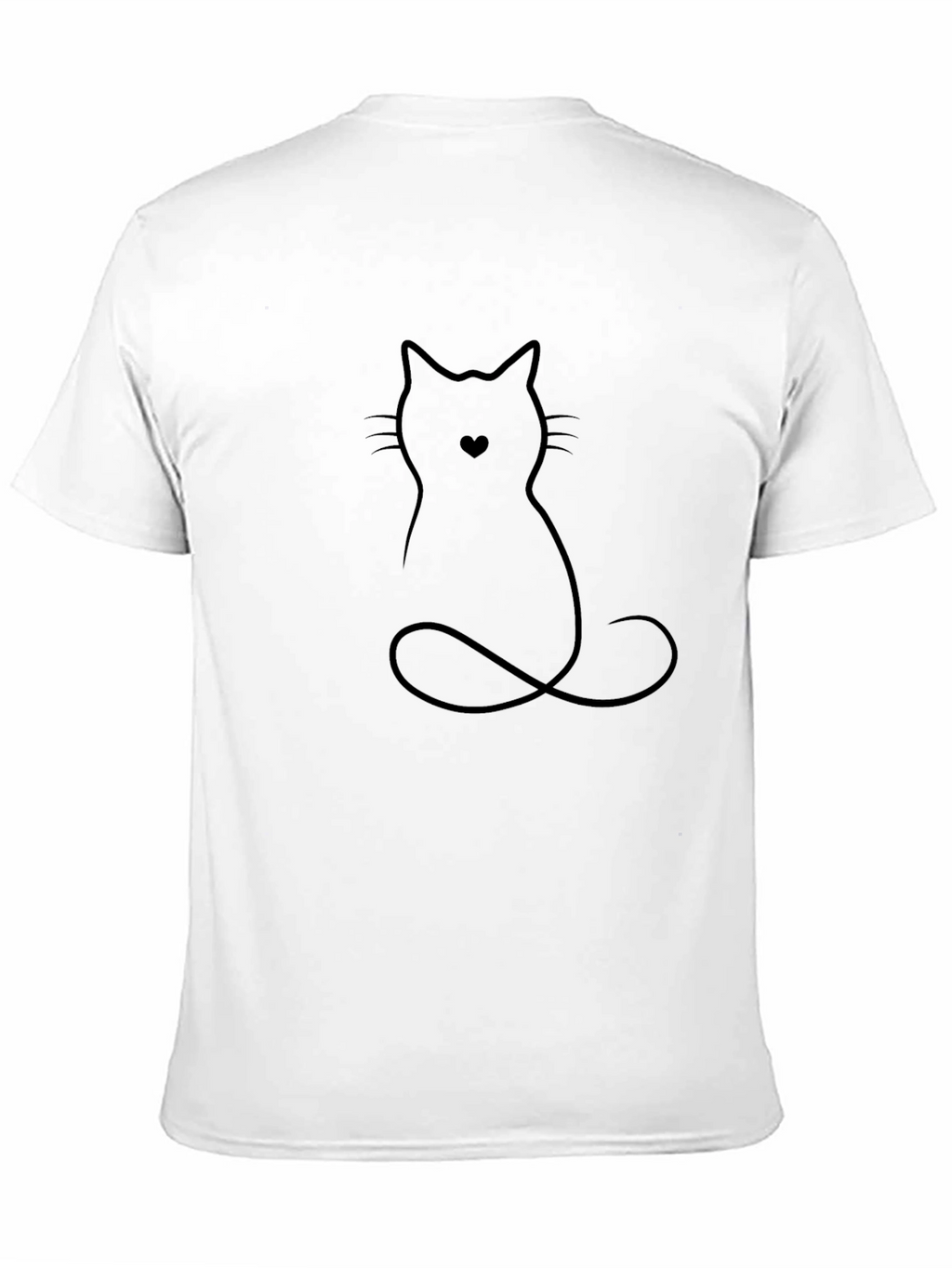 Minimalist Cat Heart T-Shirt - Black