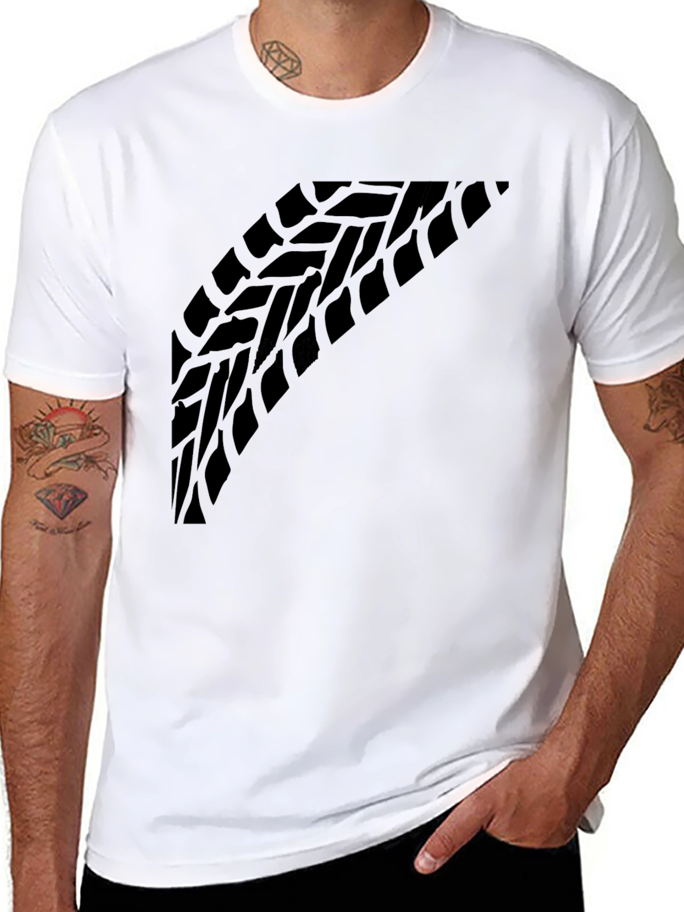 Tire Tread Graphic Tee - Black Crew Neck