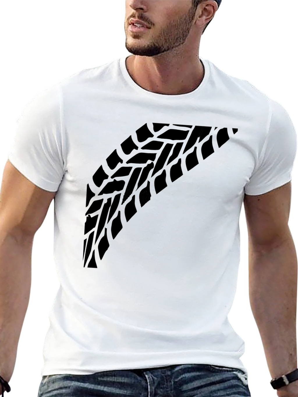 Tire Tread Graphic Tee - Black Crew Neck