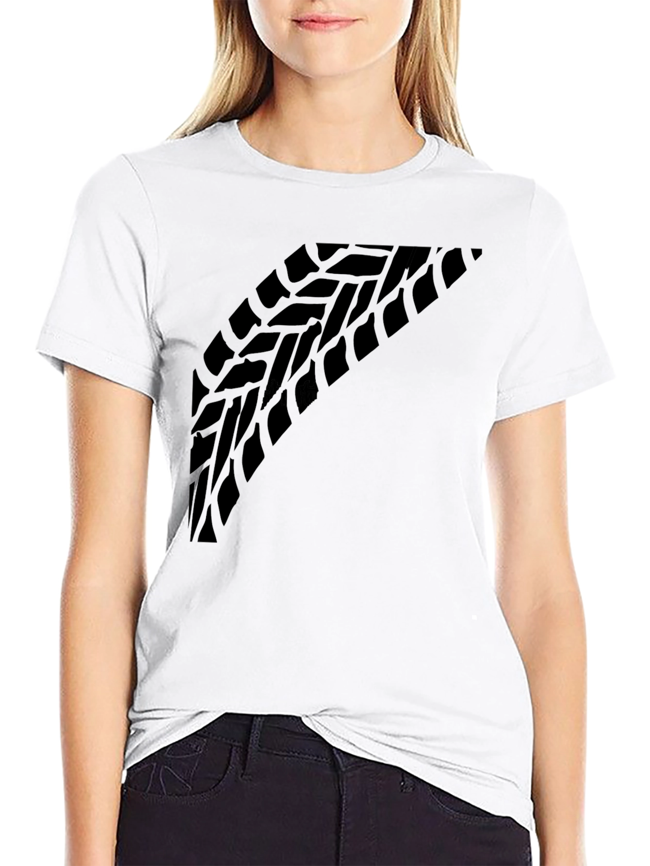 Tire Tread Graphic Tee - Black Crew Neck