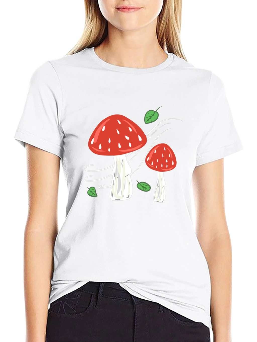 Mushroom Print Black T-Shirt - Whimsical Style