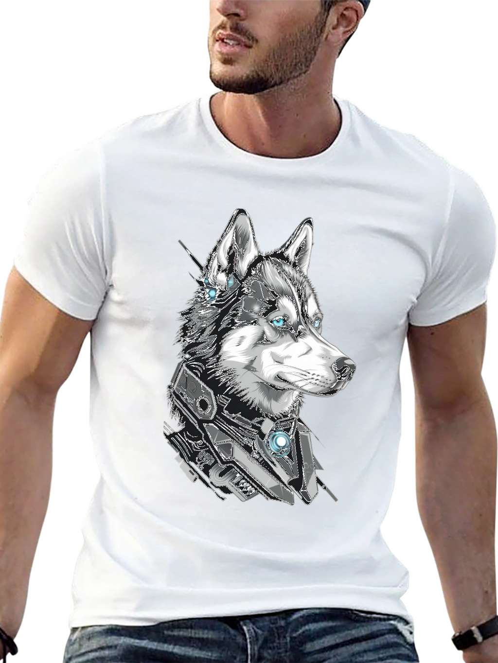 Cyberpunk Husky Graphic Tee