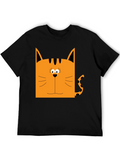 Funny Cat Graphic T-Shirt Black Cotton Tee