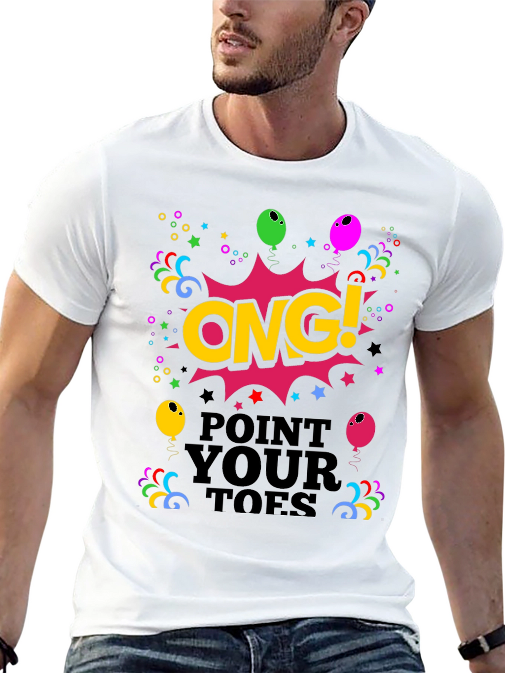 ONG! Point Your Toes Black Graphic Tee