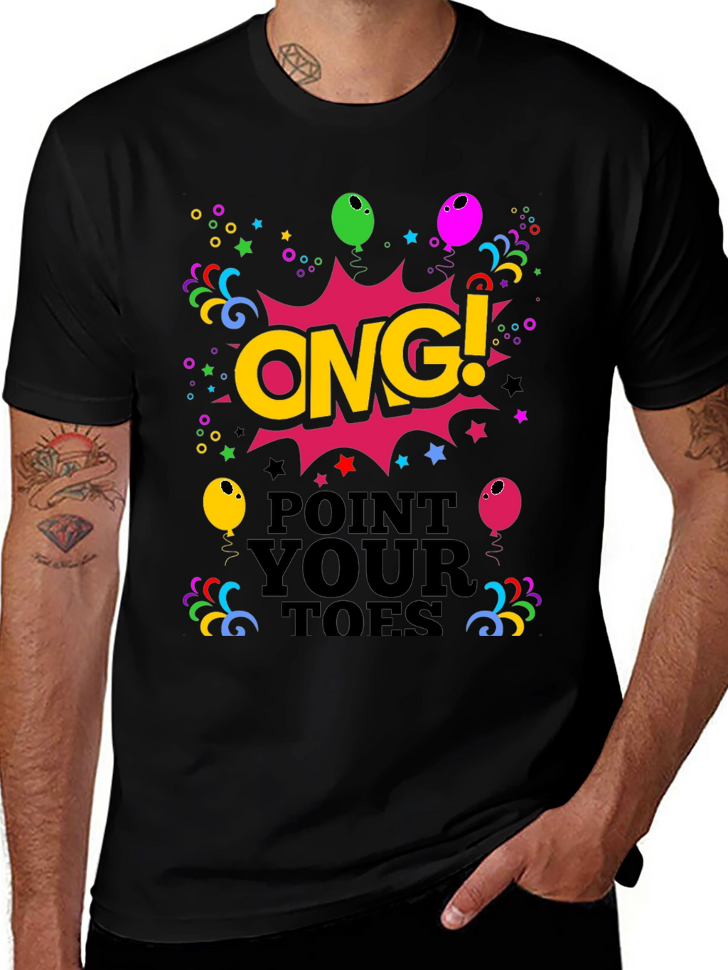 ONG! Point Your Toes Black Graphic Tee