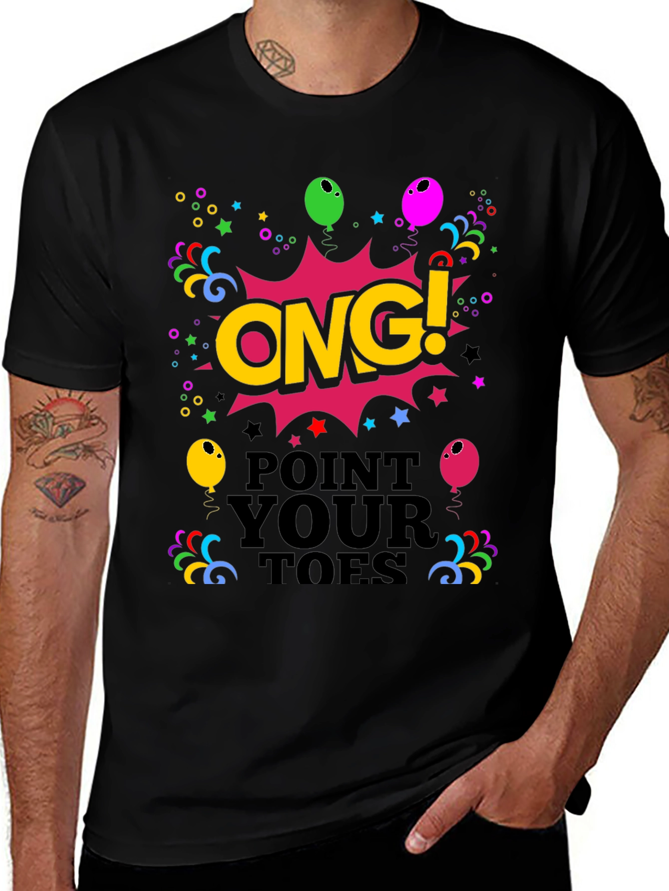 ONG! Point Your Toes Black Graphic Tee