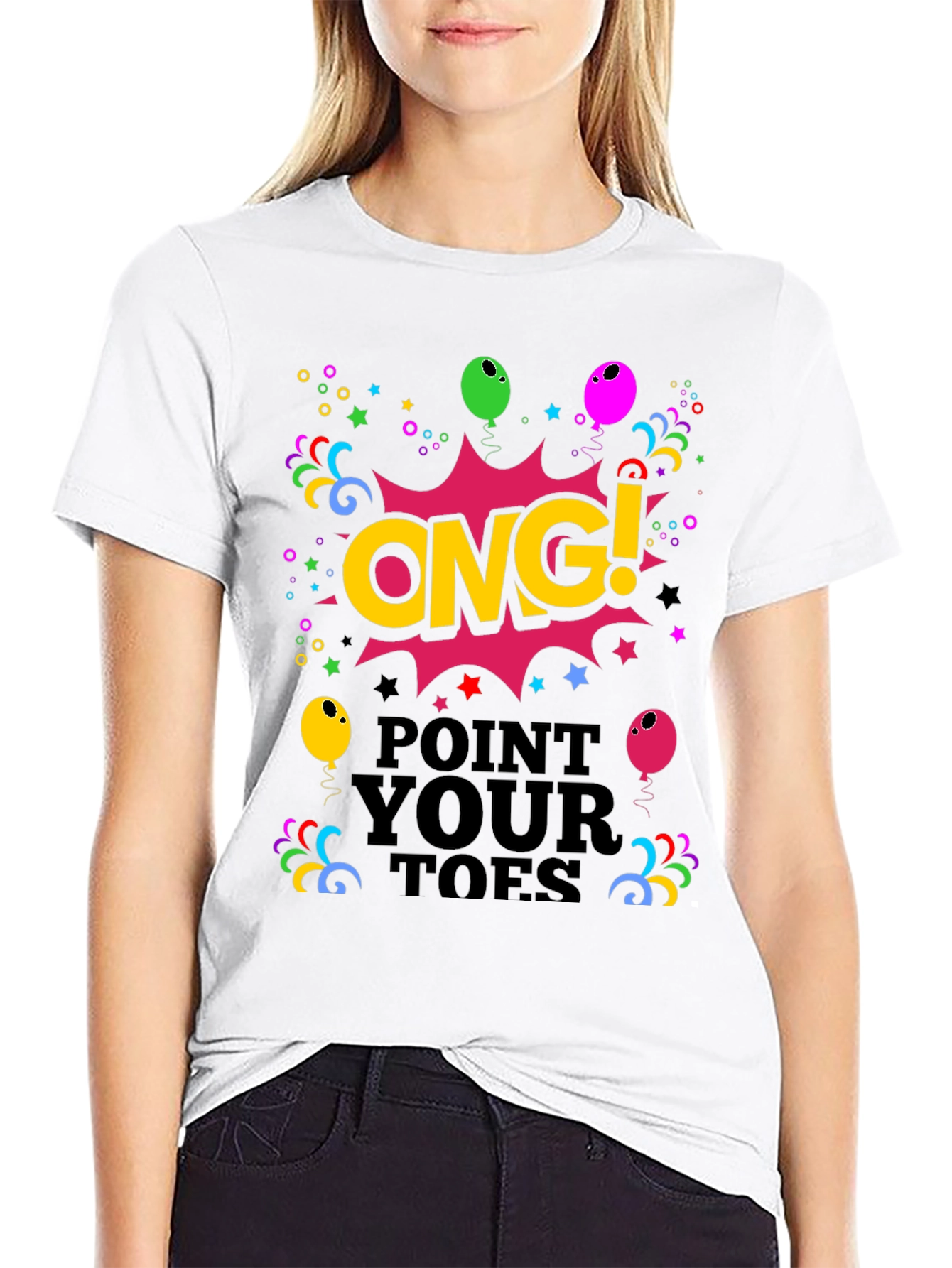 ONG! Point Your Toes Black Graphic Tee